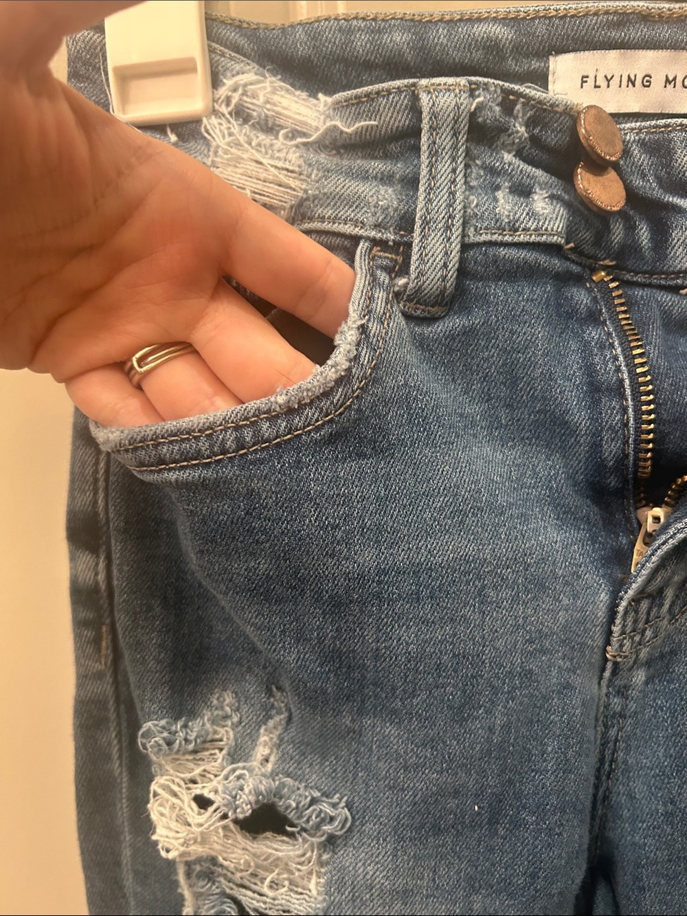 Flying Monkey Distressed Flare Jeans for Women - Picture 4 of 10